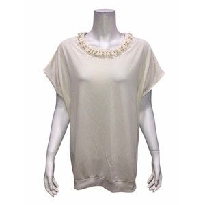 BROOKE SHIELDS Timeless Short-Sleeves Knit Top with Embellished Neckline 1X Size